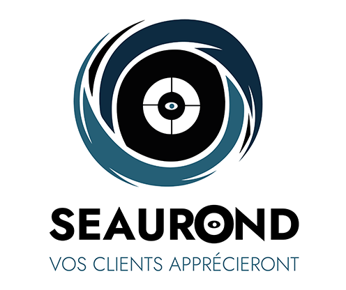 Logo SeaUrond, œil stylisé bleu avec slogan